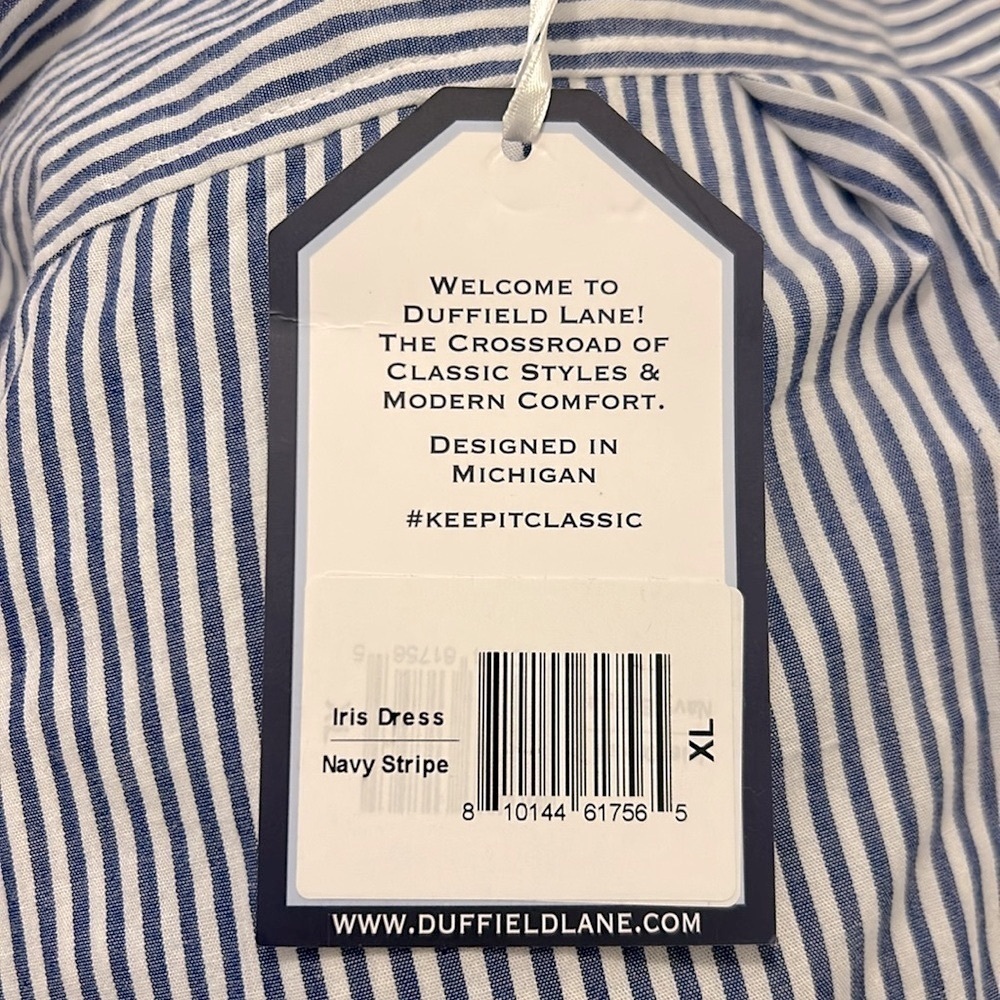 Duffield Lane Iris Dress In Navy and White Classic Stripe NWT Size XL - Picture 8 of 9